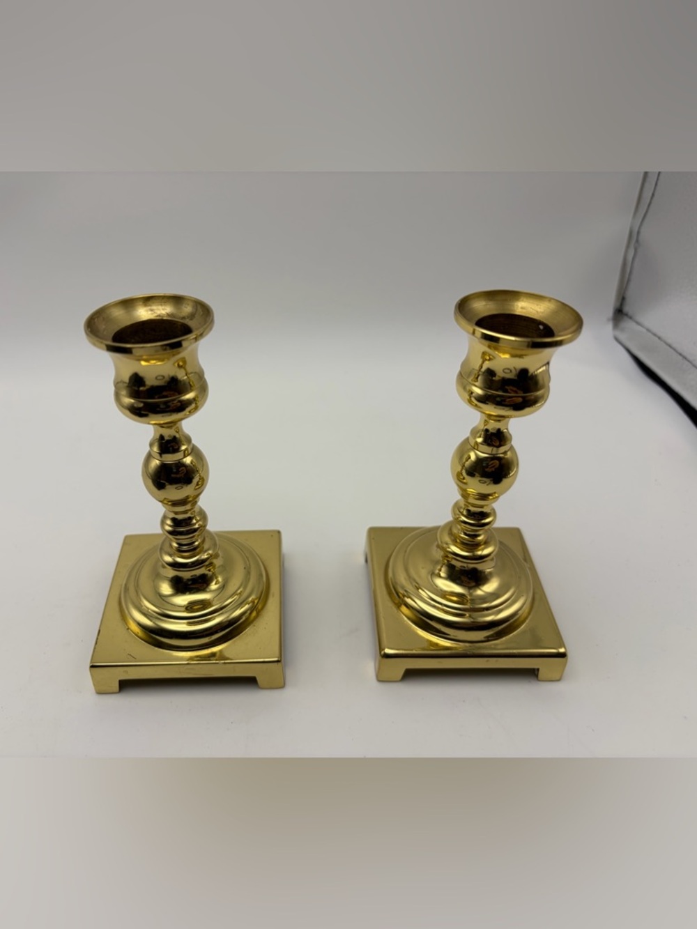 Brass Finish Candle Holders - Pair